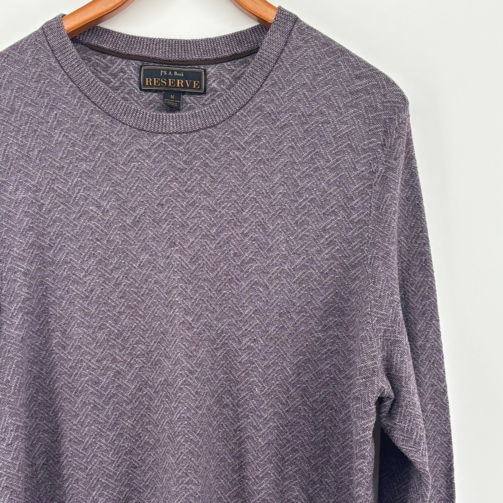 Jos A Bank‎ Reserve Mens Purple Silk Blend Herringbone Crew Neck Sweater Medium